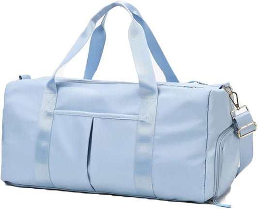 Premium Light Blue Gym Duffel Bag with Shoe Storage & Wet Pocket – Perfect for Sports & Travel